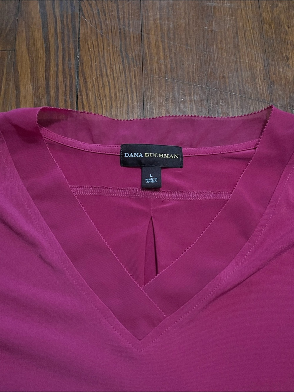 Dana Buchman V-Neck Blouse in Deep Magenta